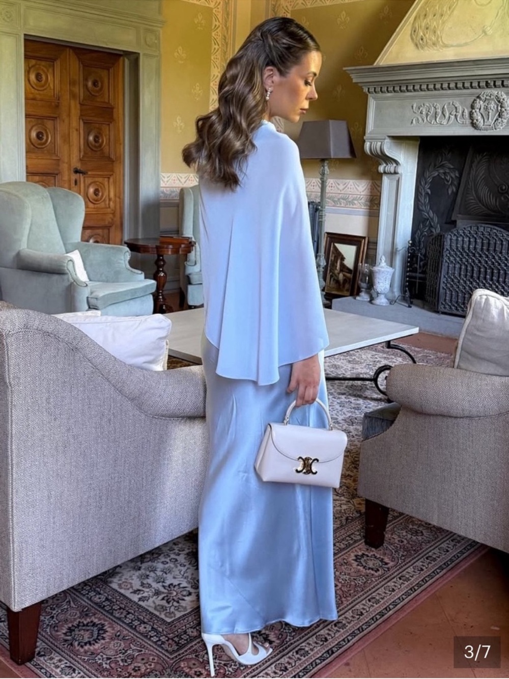 Reformation Lilibeth Mineral Maxi Dress Cape Light Blue